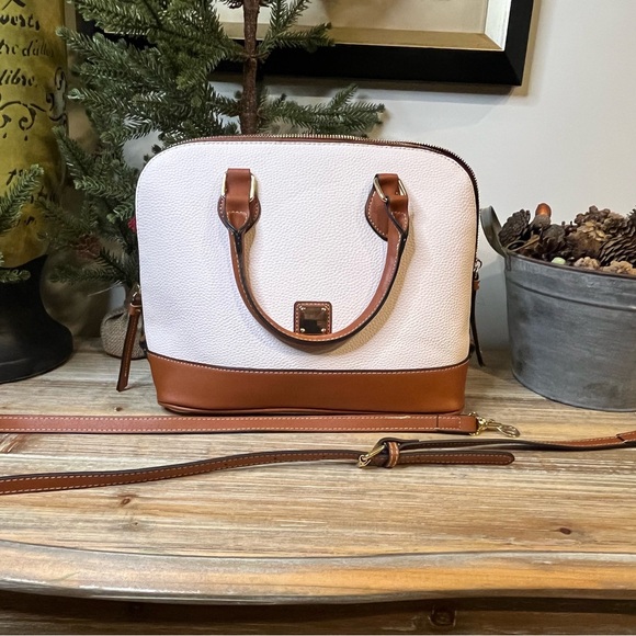 Handbags - Retro Tan & Brown Satchel Crossbody Handbag with Detachable Shoulder Strap